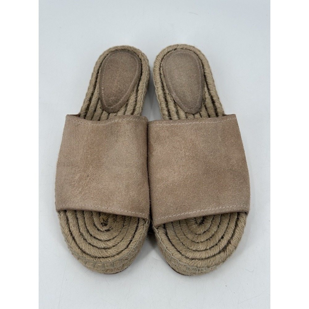 COACH Claudia Espadrille‎ 8 B Slide Sandals A01972 Beechwood Beige Nude Suede